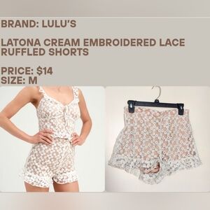 LULU'S Embroidered Lace Ruffled Shorts | Size M